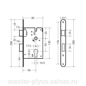 Аллюр  Замок врезной ЗВ 4-132 GP (золото) #234863