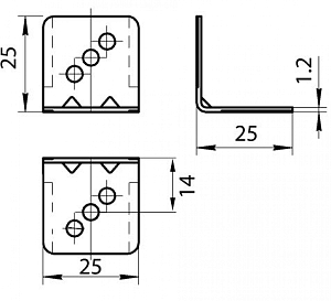 Уголок мебельный металлический 25х25 под пластиковый уголок #233428